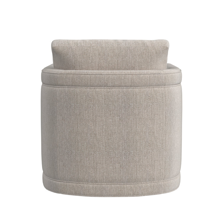 Beige Handcrafted Swivel Accent Chair with Fir Wood Frame