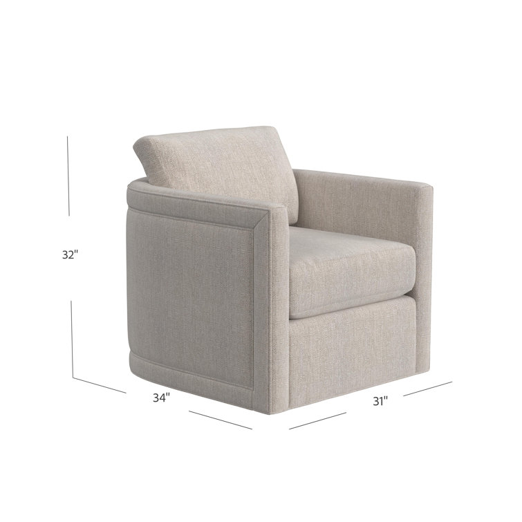 Beige Handcrafted Swivel Accent Chair with Fir Wood Frame