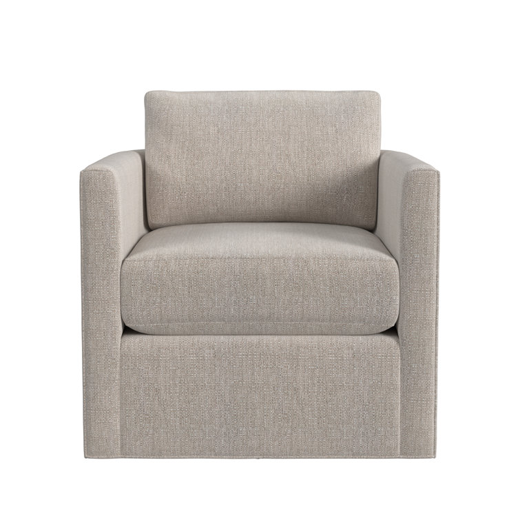 Beige Handcrafted Swivel Accent Chair with Fir Wood Frame