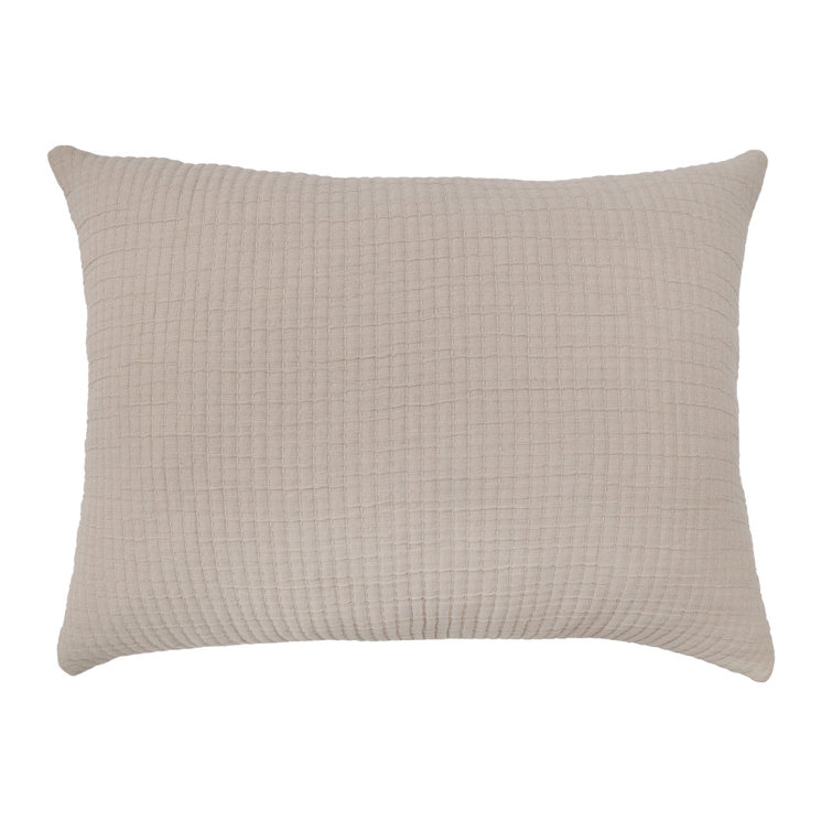Natural Cotton Gauze Standard Sham with Ivory Stripes