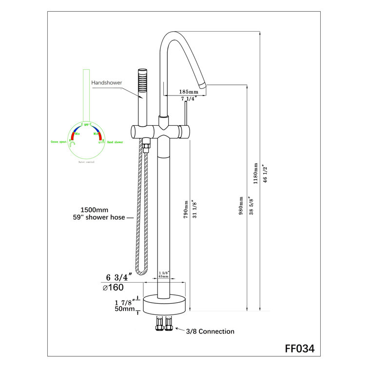 Matte Black Stainless Steel Freestanding Tub Filler with Hand Shower