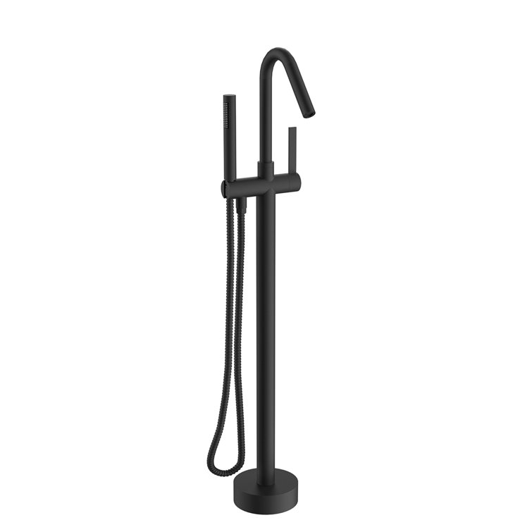 Matte Black Stainless Steel Freestanding Tub Filler with Hand Shower