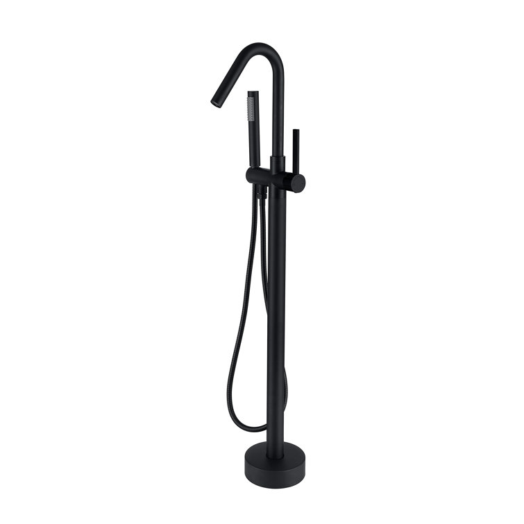 Matte Black Stainless Steel Freestanding Tub Filler with Hand Shower