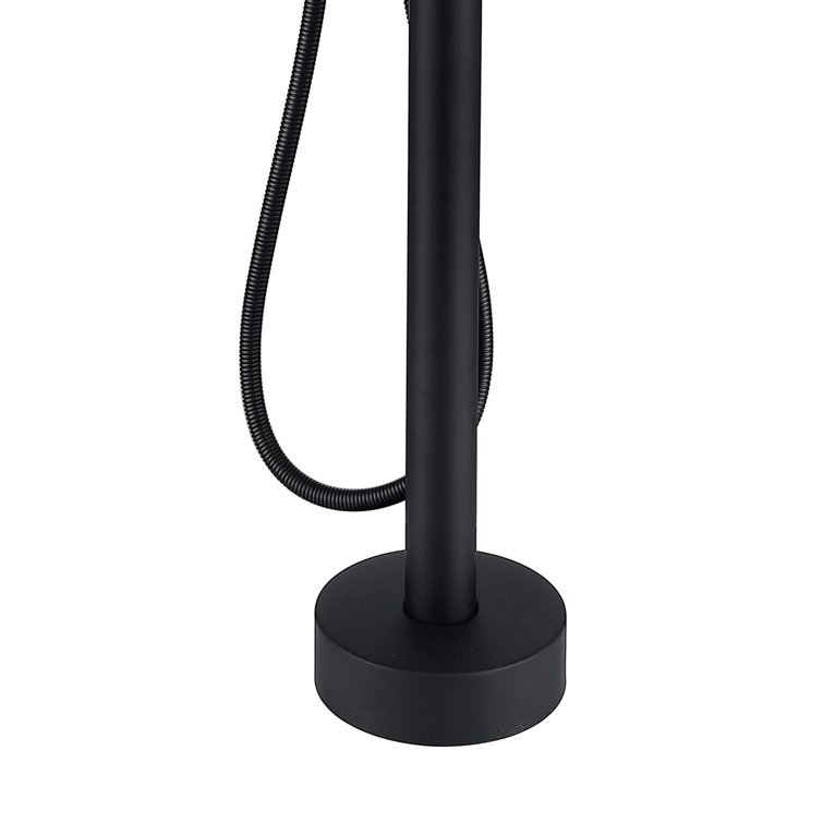 Matte Black Stainless Steel Freestanding Tub Filler with Hand Shower