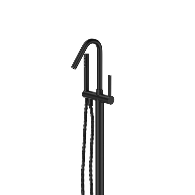 Matte Black Stainless Steel Freestanding Tub Filler with Hand Shower
