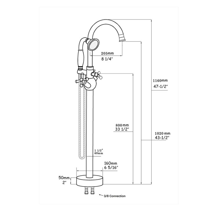 Brushed Nickel Freestanding Tub Filler with Handheld Shower