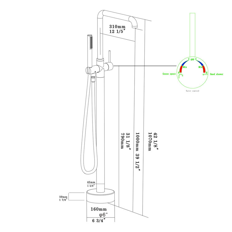 Chrome Freestanding High Arc Tub Filler with Lever Handle