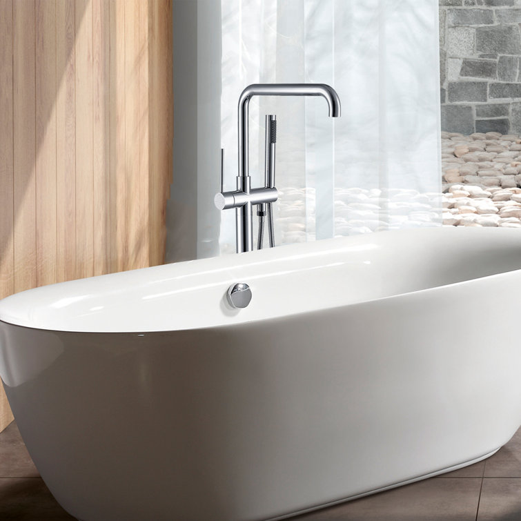 Chrome Freestanding High Arc Tub Filler with Lever Handle
