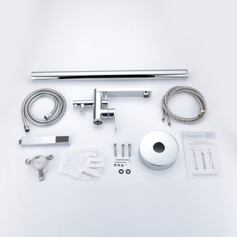 Chrome Freestanding Tub Filler with Lever Handle
