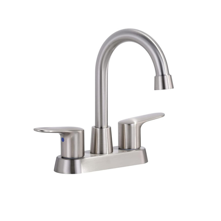 Brushed Nickel High Arc Double Handle Bathroom Faucet
