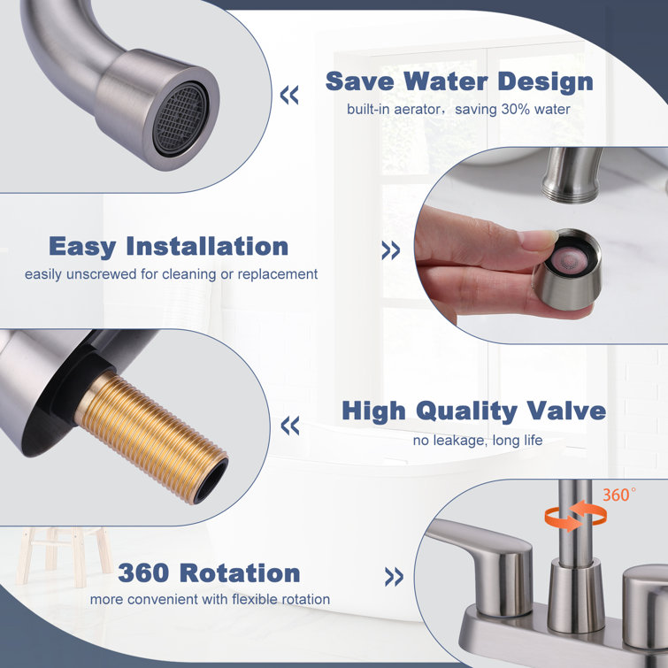 Brushed Nickel High Arc Double Handle Bathroom Faucet