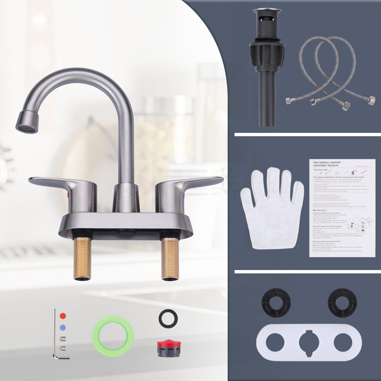 Brushed Nickel High Arc Double Handle Bathroom Faucet