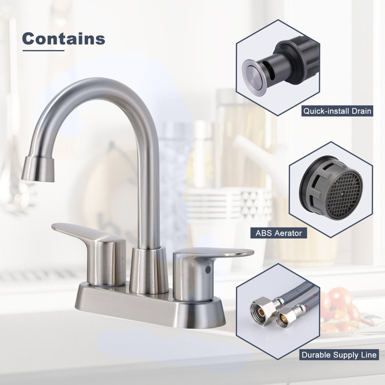 Brushed Nickel High Arc Double Handle Bathroom Faucet