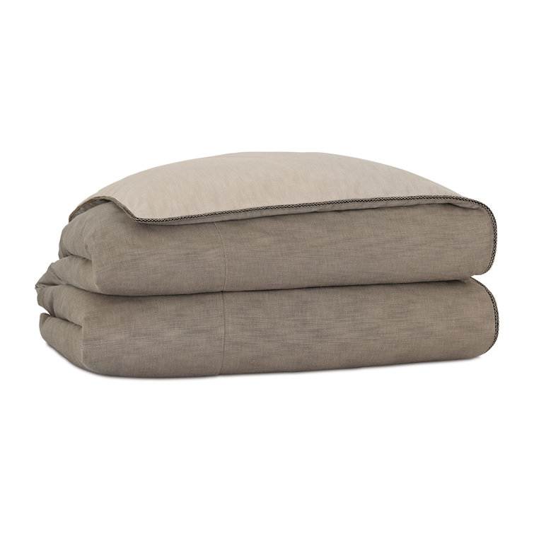 Queen Burnished Bronze and Black Cotton Duvet Cover Set