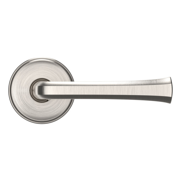 Satin Nickel Reversible Passage Door Lever with Round Rose