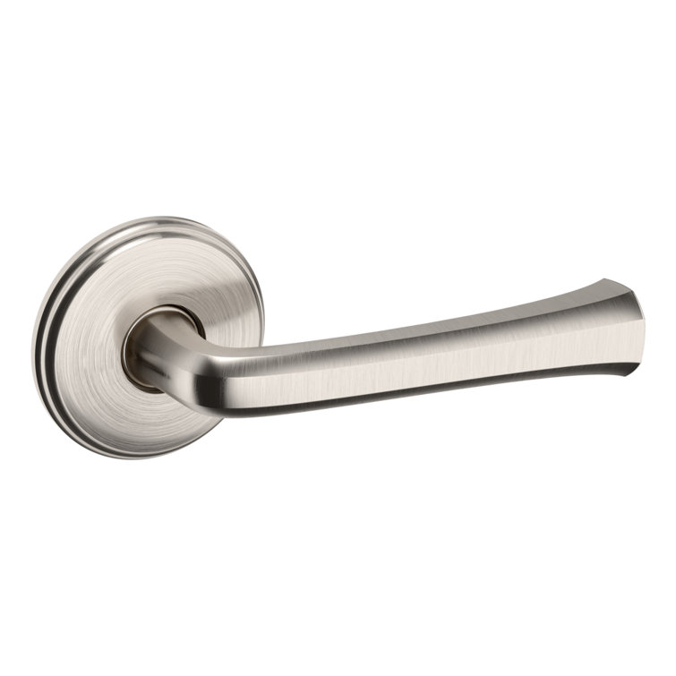 Satin Nickel Reversible Passage Door Lever with Round Rose