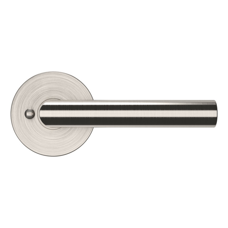 Satin Nickel Modern Privacy Door Lever with Round Rose