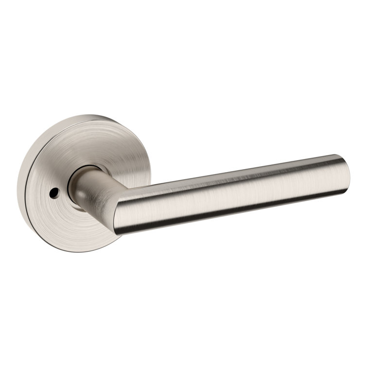 Satin Nickel Modern Privacy Door Lever with Round Rose