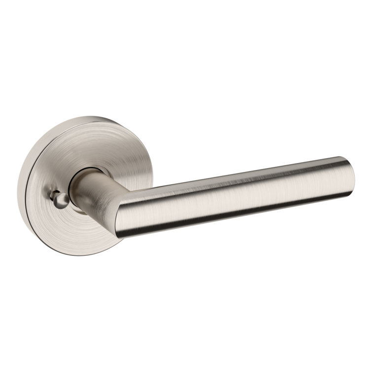 Satin Nickel Modern Privacy Door Lever with Round Rose