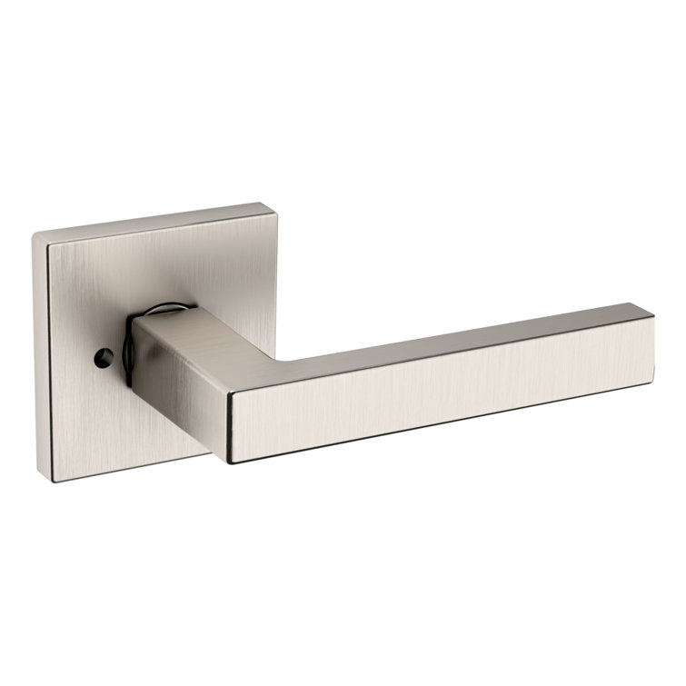 Satin Nickel Privacy Door Lever with Square Rose