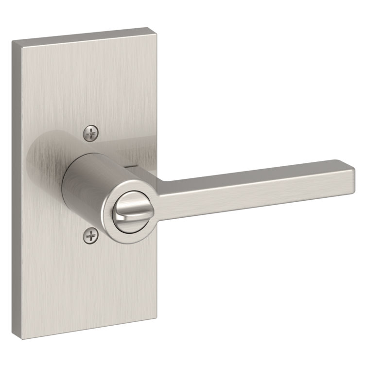 Satin Nickel Brass Keyed Entry Door Lever with Square Corner Strike