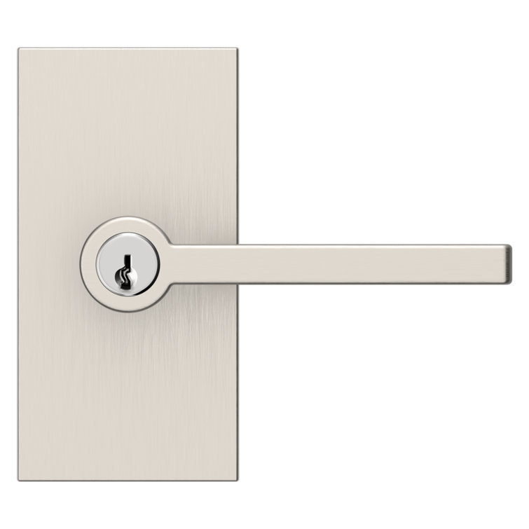 Satin Nickel Brass Keyed Entry Door Lever with Square Corner Strike
