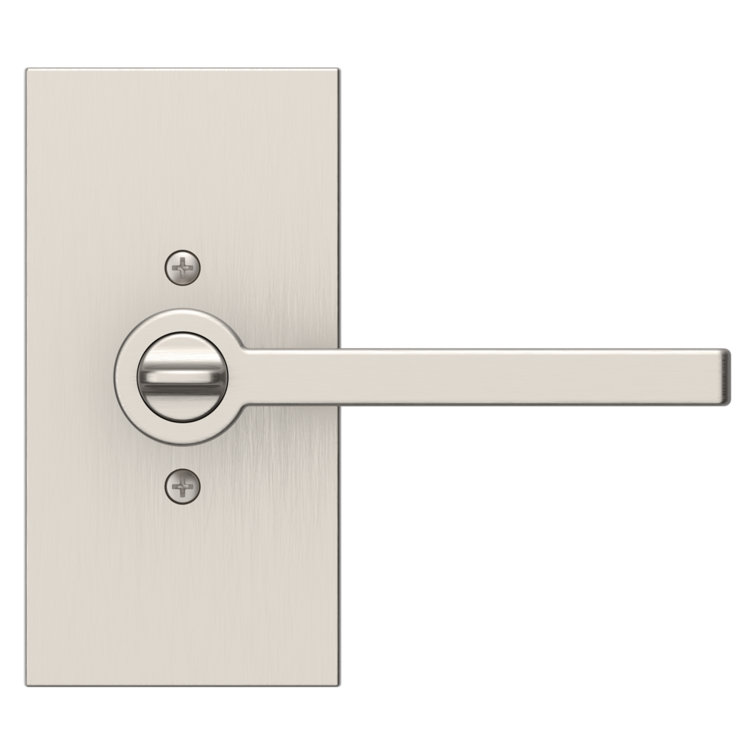 Satin Nickel Brass Keyed Entry Door Lever with Square Corner Strike