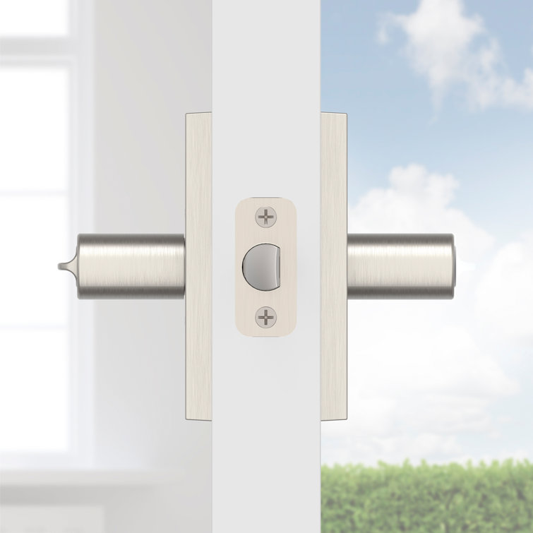 Satin Nickel Brass Keyed Entry Door Lever with Square Corner Strike