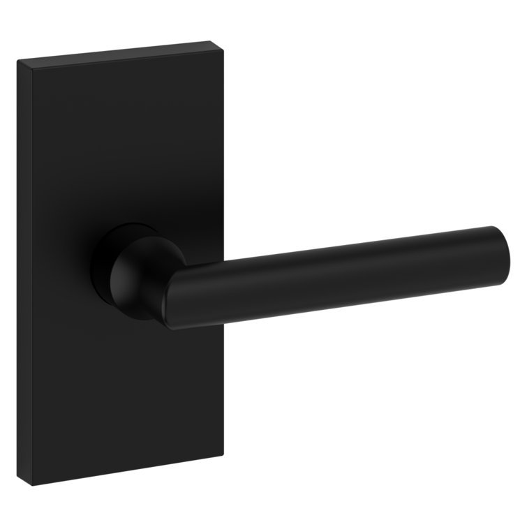 Satin Black Rectangular Dummy Door Lever with Brass