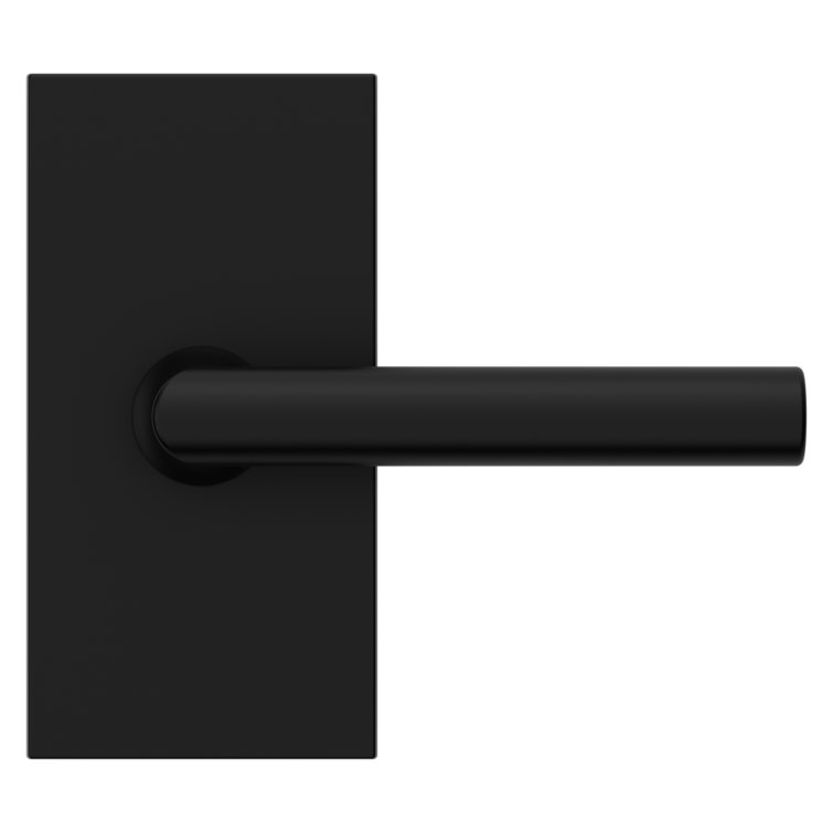 Satin Black Rectangular Dummy Door Lever with Brass