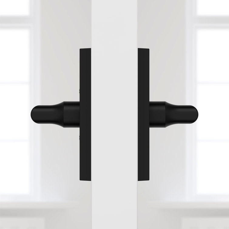 Satin Black Rectangular Dummy Door Lever with Brass