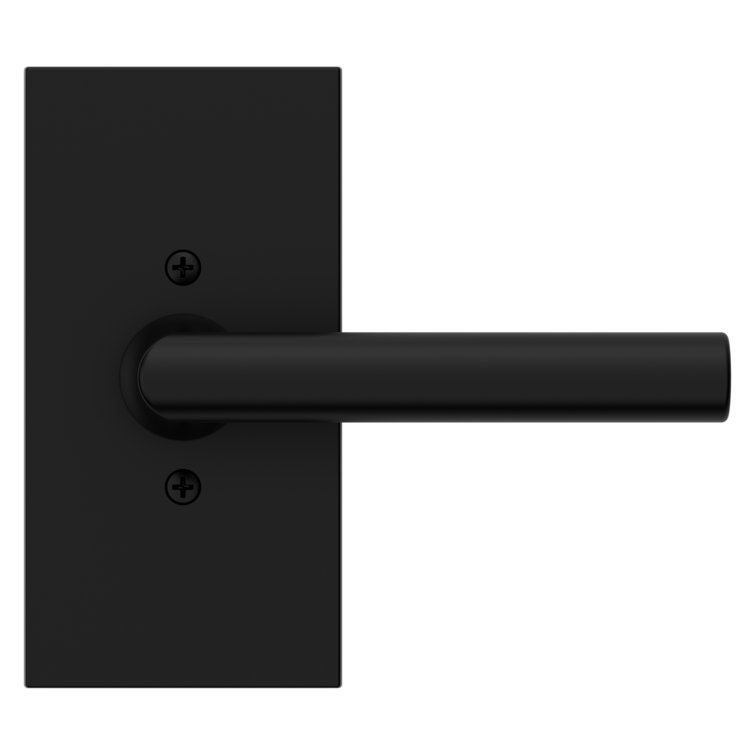 Satin Black Rectangular Dummy Door Lever with Brass
