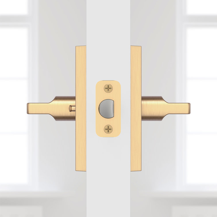 Satin Brass Straight Lever Privacy Door Handle