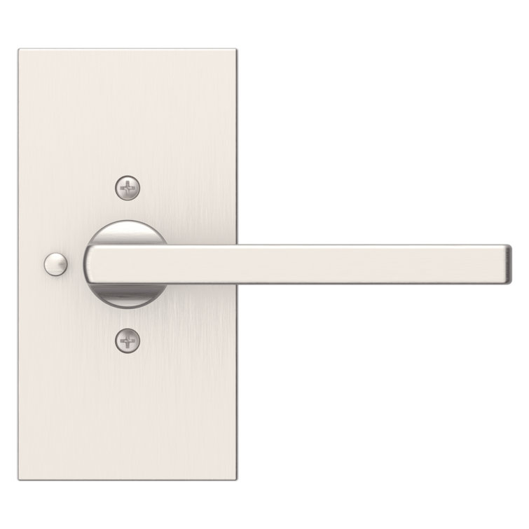 Satin Nickel Brass Privacy Door Lever with Square Corner Strike