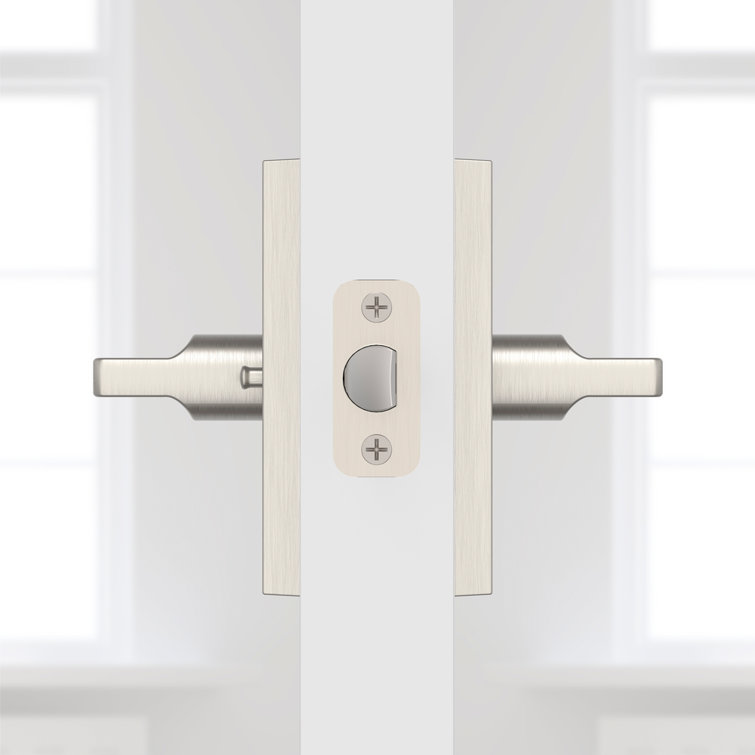 Satin Nickel Brass Privacy Door Lever with Square Corner Strike