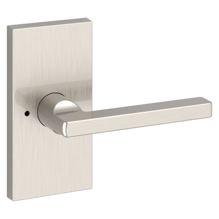 Satin Nickel Brass Privacy Door Lever with Square Corner Strike