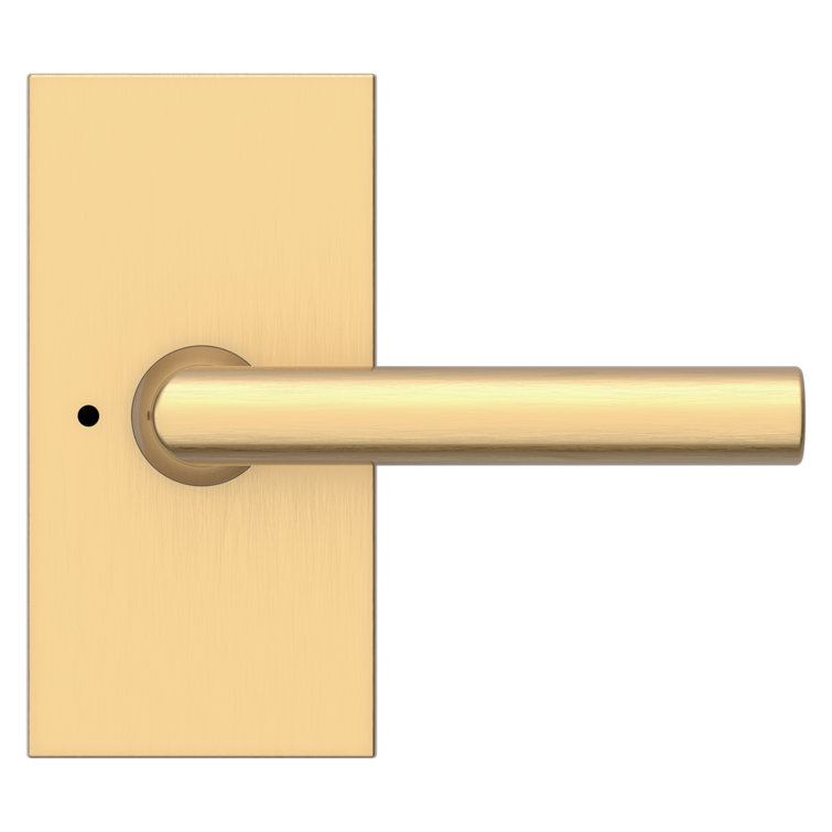 Satin Brass Contemporary Privacy Door Lever with Square Rosette