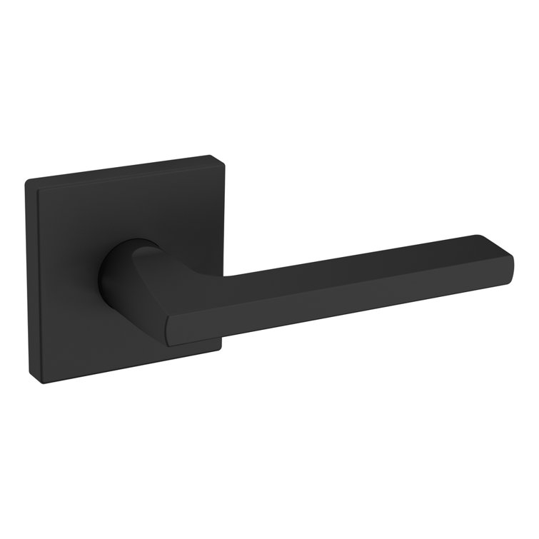 Satin Black Modern Passage Door Lever with Square Rose