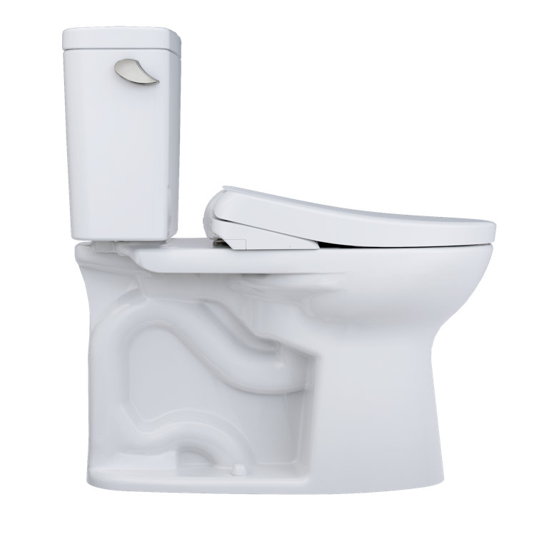 Cotton White High Efficiency Elongated Two-Piece Toilet with Bidet Seat
