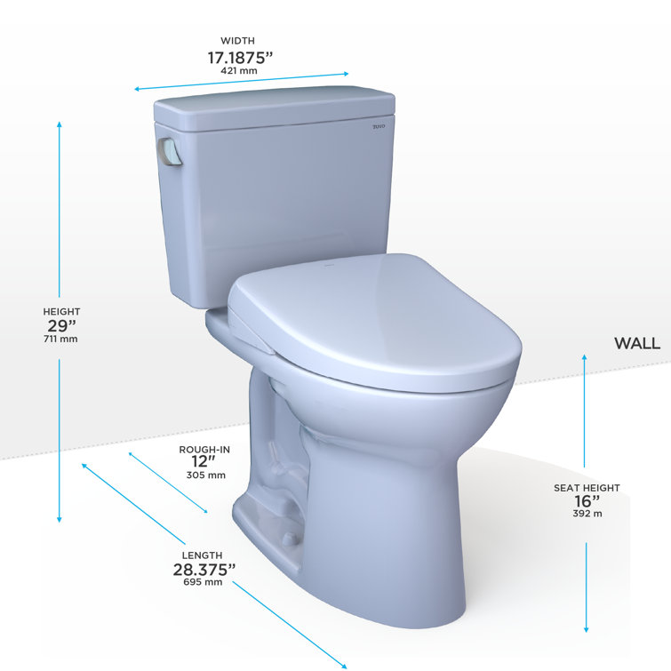 Cotton White High Efficiency Elongated Two-Piece Toilet with Bidet Seat