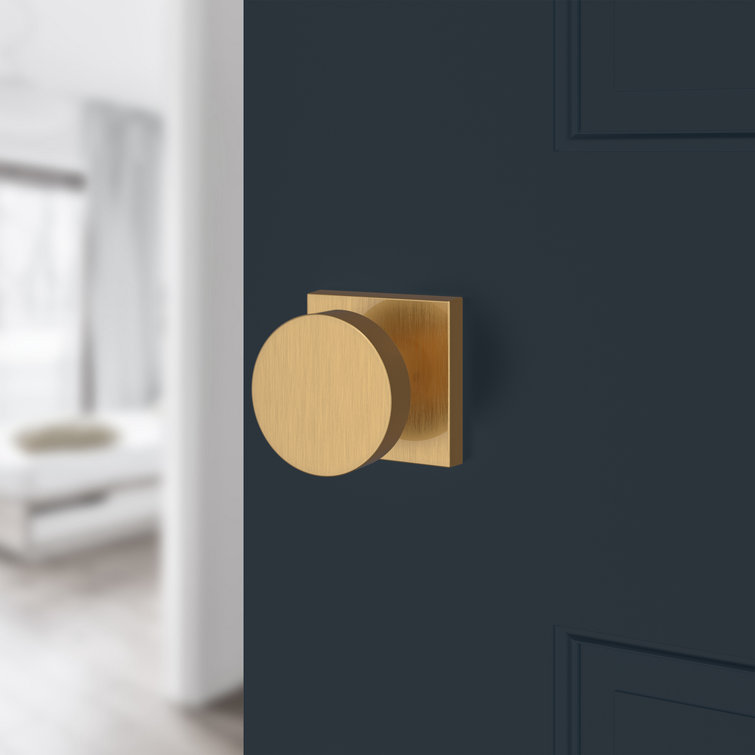 Solid Brass Satin Brass Contemporary Square Dummy Door Knob