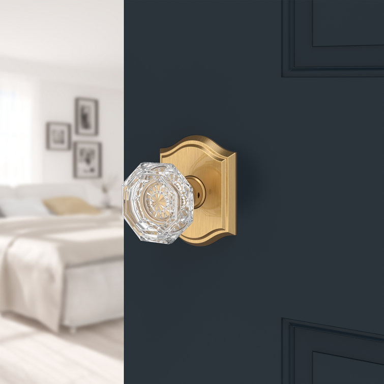 Crystal Specialty Privacy Door Knob with Brass Finish