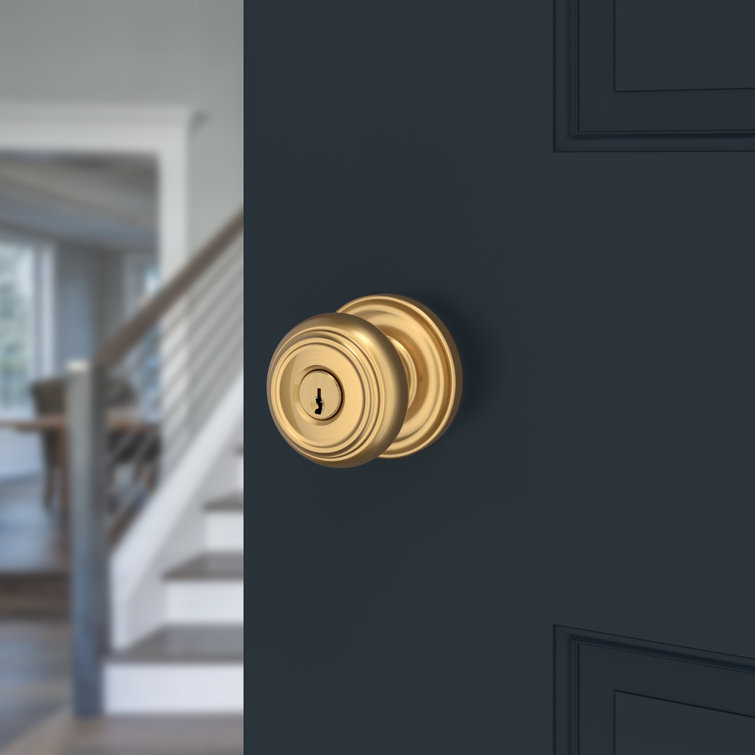 Satin Brass Round Traditional Interior Door Knob