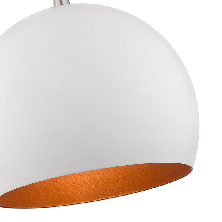 Contemporary 1-Light Mini Pendant in White with Gold Interior Finish