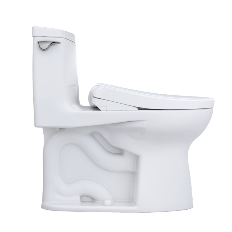 Cotton White High Efficiency Elongated One-Piece Toilet with Bidet