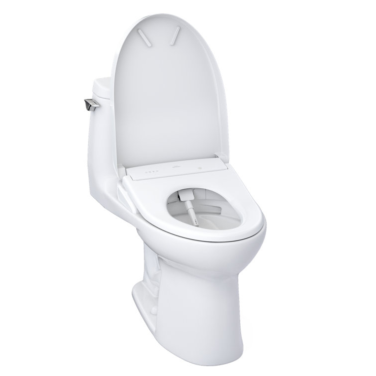Cotton White High Efficiency Elongated One-Piece Toilet with Bidet