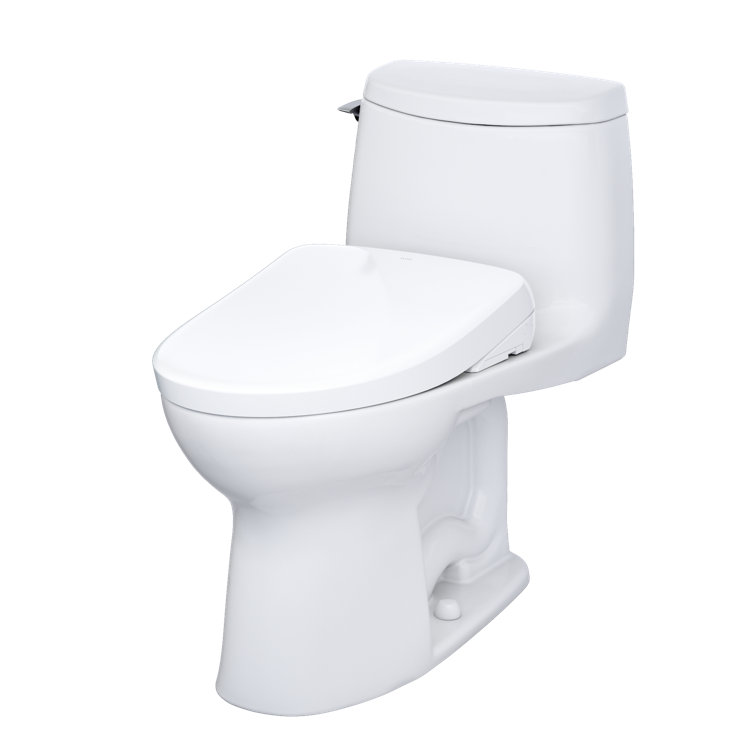 Cotton White High Efficiency Elongated One-Piece Toilet with Bidet