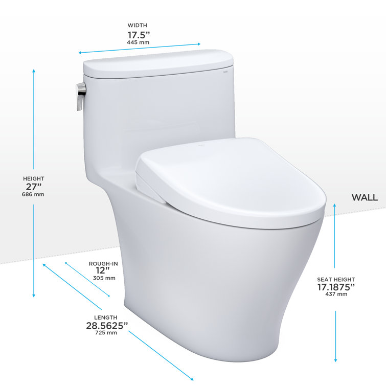 Nexus White Elongated One-Piece High Efficiency Toilet with Bidet Seat