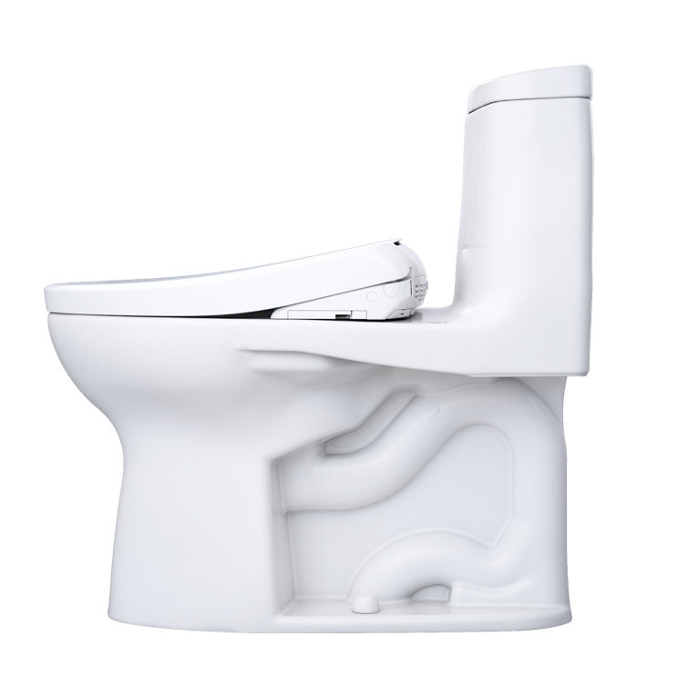 Cotton White High Efficiency Elongated One-Piece Toilet with Bidet