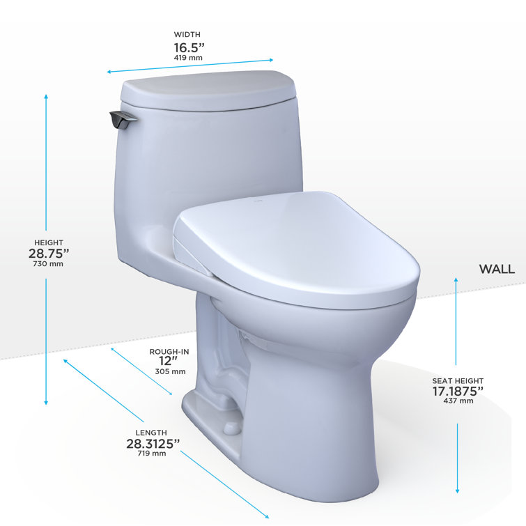 Cotton White High Efficiency Elongated One-Piece Toilet with Bidet